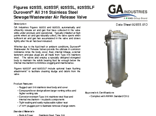 Figure 925SS Data Sheet 925SS-01D
