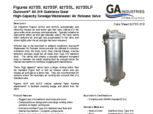 Figure 927SS Data Sheet 927SS-01B