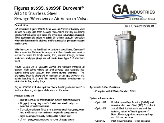 Figure 935SS Data Sheet 935SS-01E