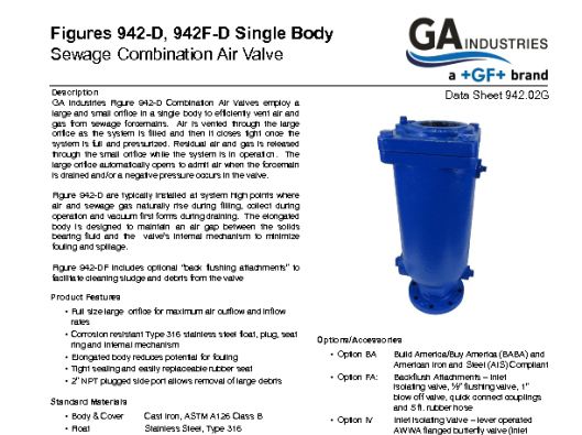 Figure 942-D Data Sheet 942-02G (4 in & 6 in FLG)
