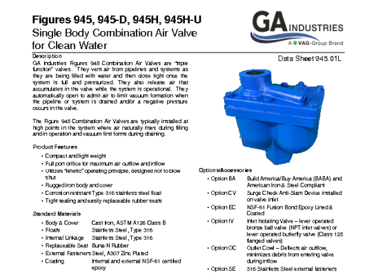 Figure 945 Data Sheet 945-01L