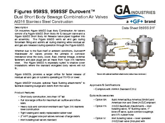 Figure 959SS Data Sheet 959SS-01F (NPT)
