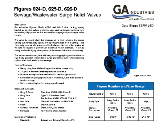 Sewage Surge Relief Data Sheet SSRV-01D